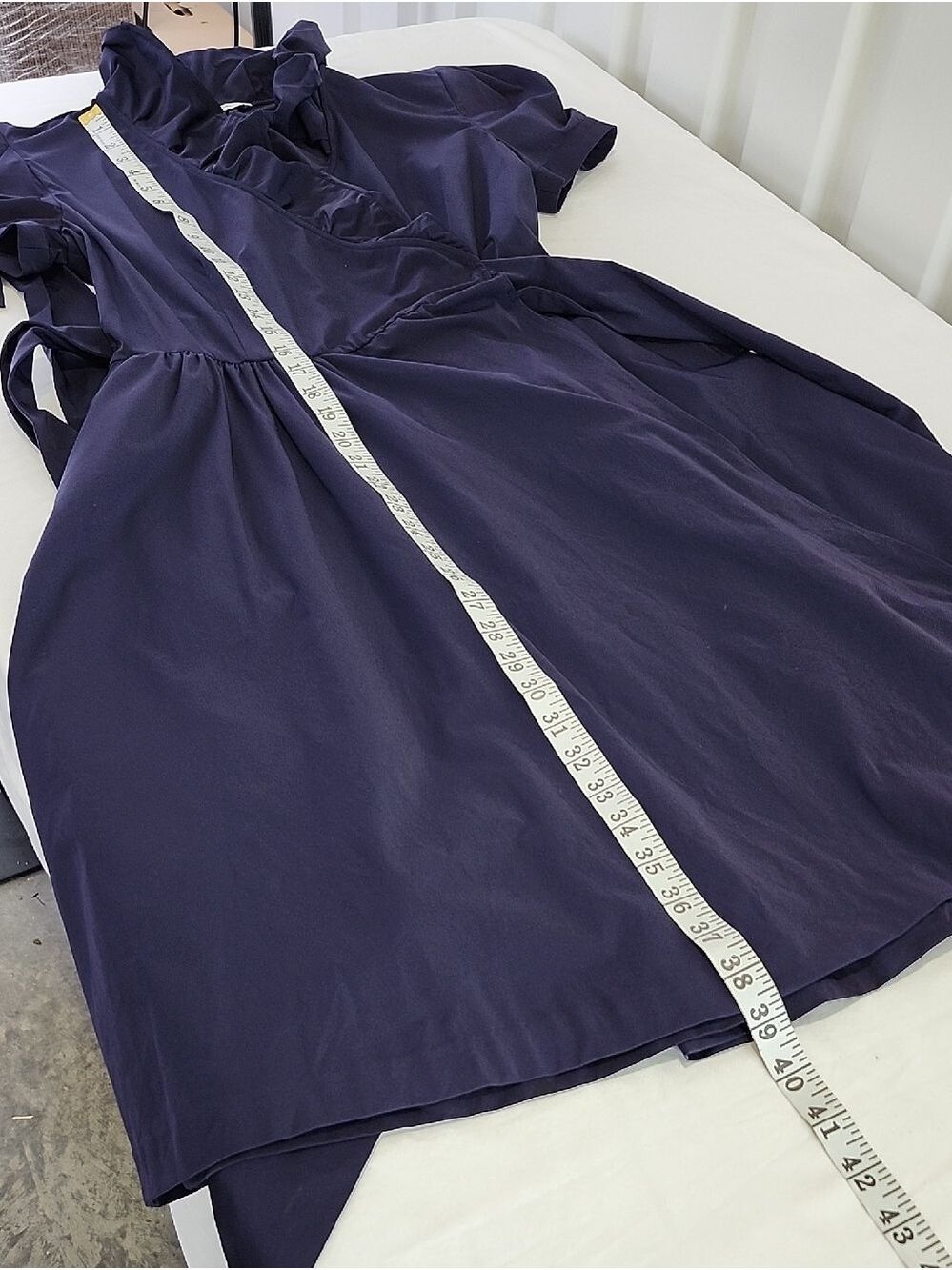 Diane Von Furstenberg Womens Bethania Navy Ruffle Collar Wrap Mini Dress Size 8 - Picture 7 of 8
